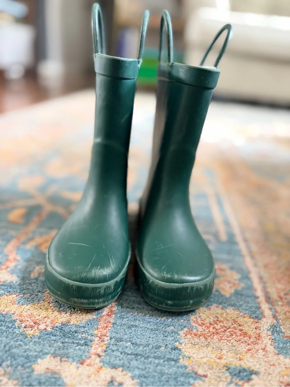 Lone Cone Rain Boots Kids Size 8 Hunter Green Rubber Pull On Waterproof Toddler